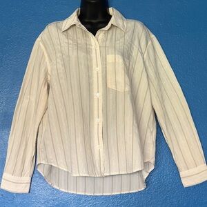 MADEWELL Cream and Black Striped Shirt Size M